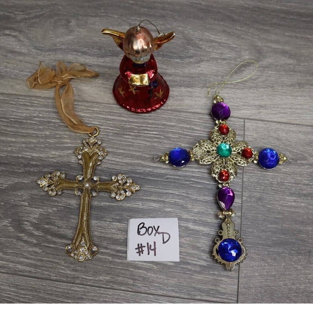 Hanging Christmas Tree Ornaments Jewel Cross Angel Bell Religious Home Decor